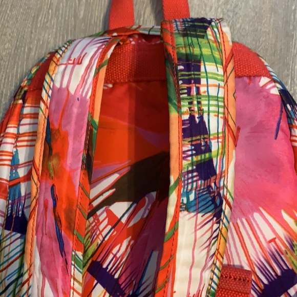 RARE! KIPLING Backpack Tropical Paint Spatter w the signature PLUSH MONKEY! - Picture 12 of 12